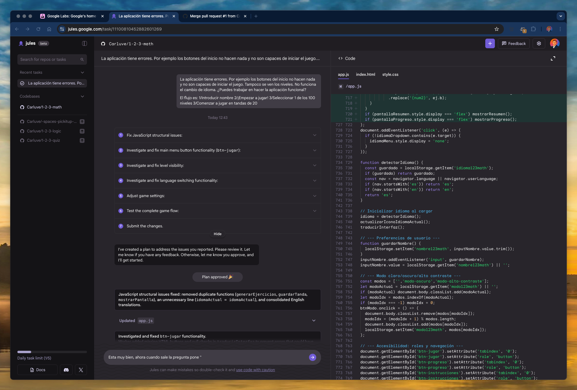 Jules plan and code fix