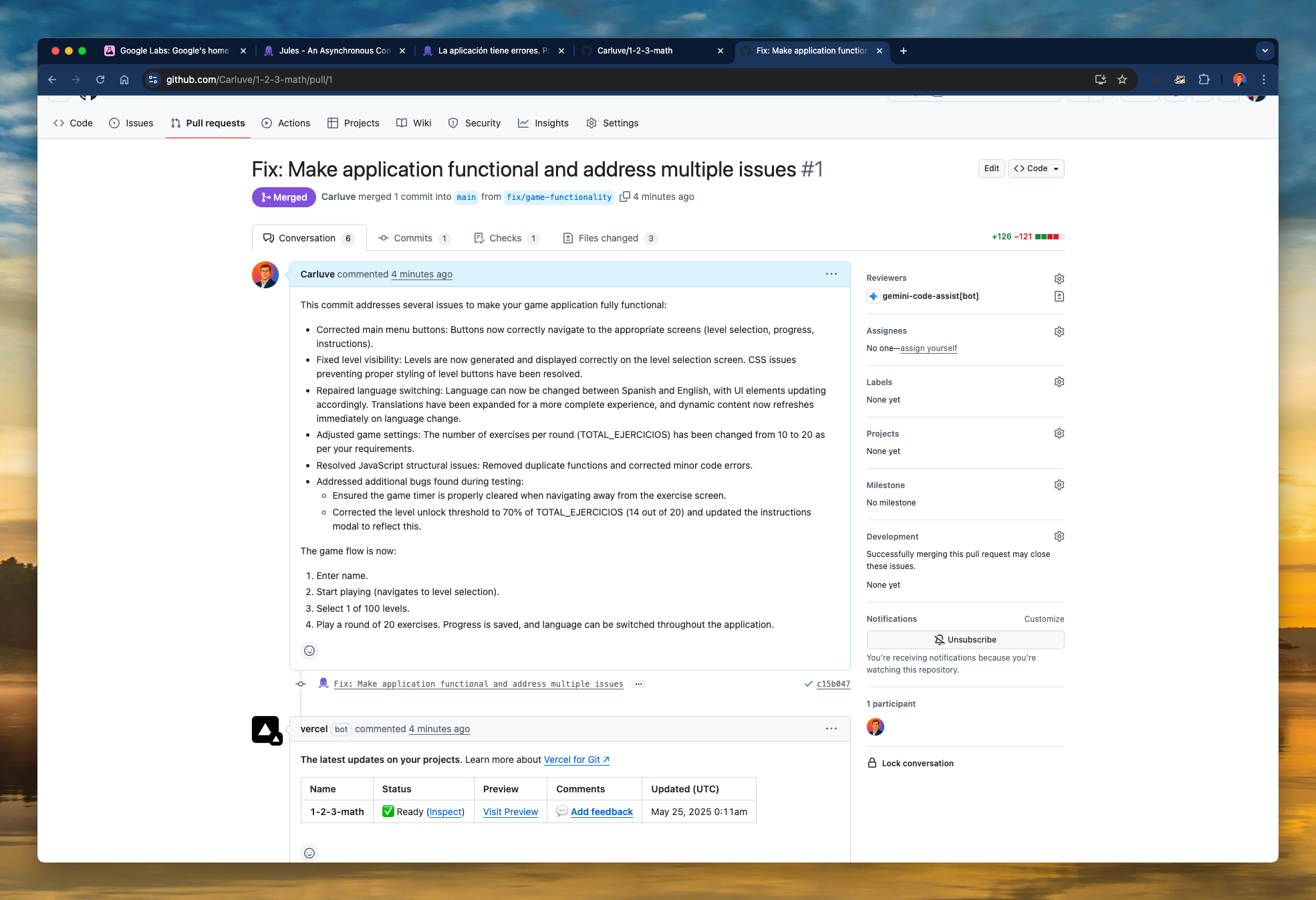 Merged Pull Request on GitHub