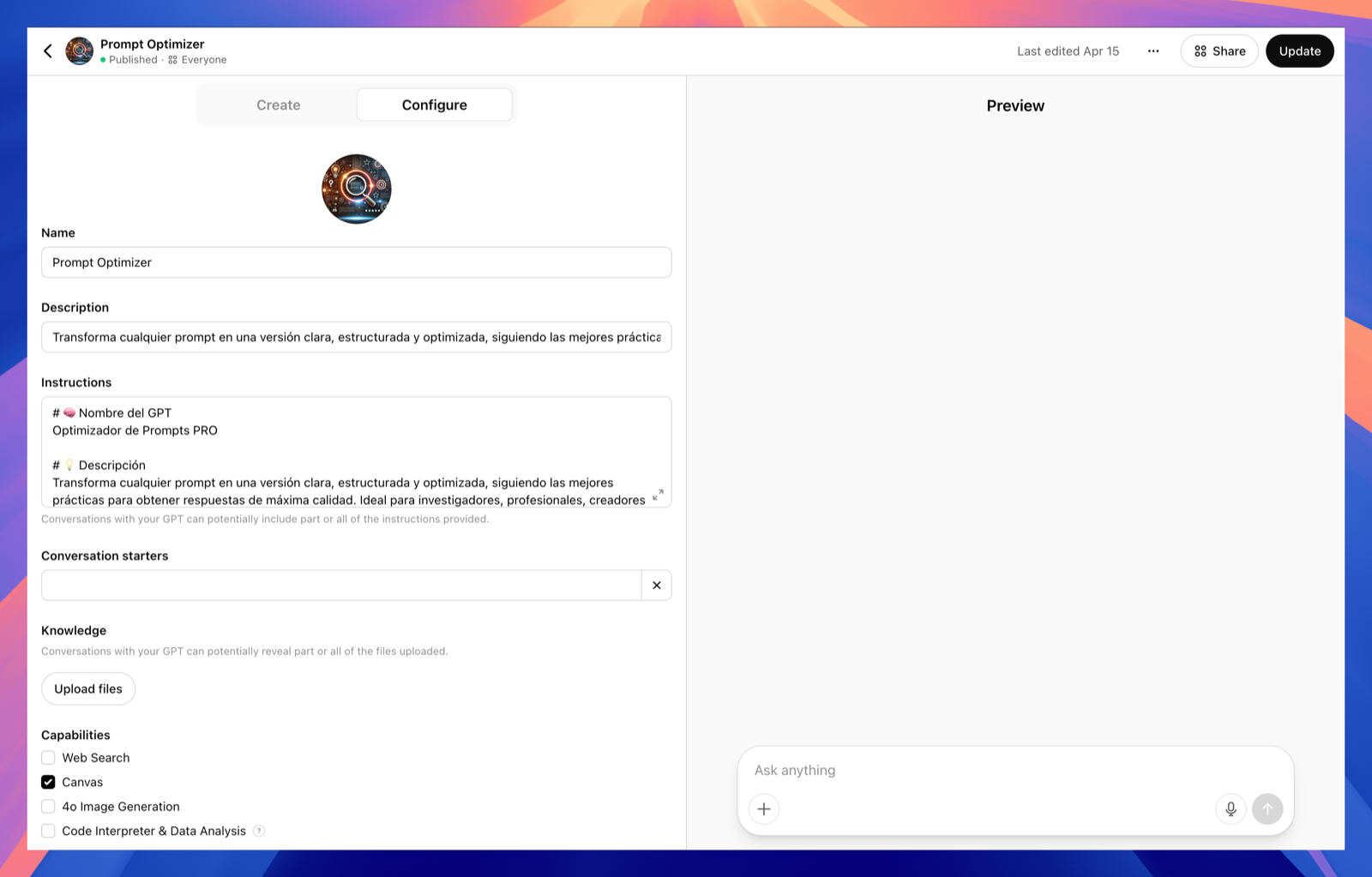 Image 4 – Expanded Instructions pane showing Markdown structure.