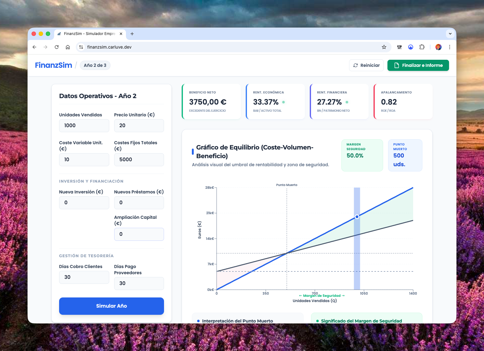 Selección de años y capital inicial