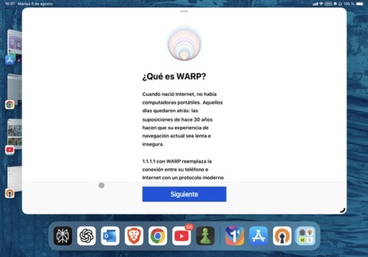Cloudflare WARP app interface