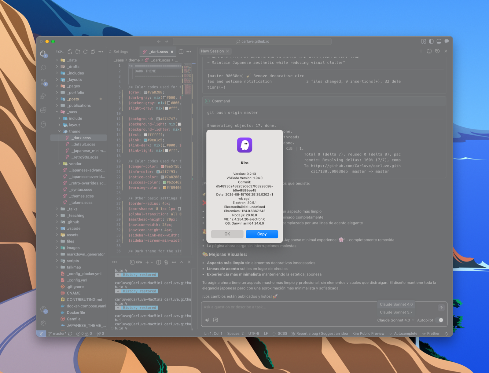 Kiro IDE running inside VSCode