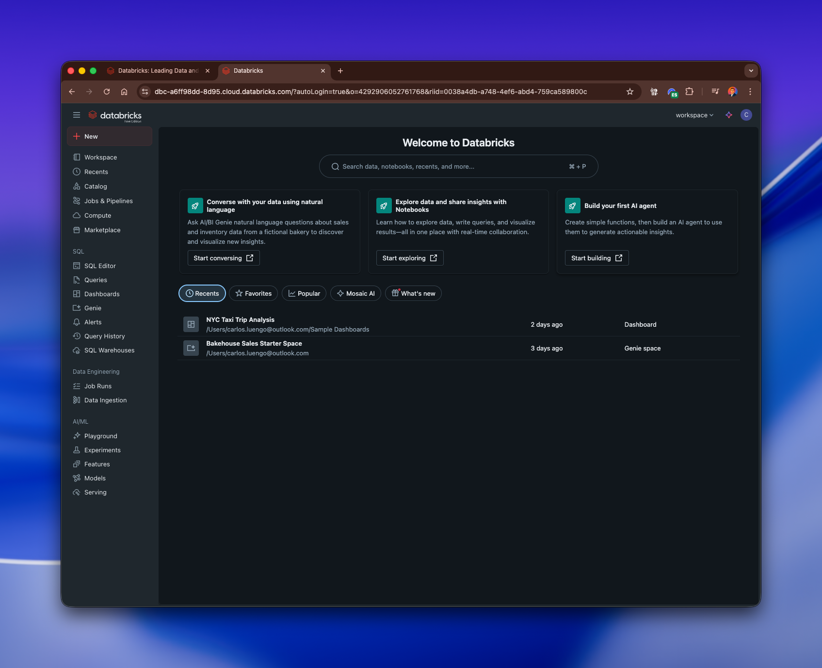 Databricks Data Ingestion – Uploading datasets into the platform