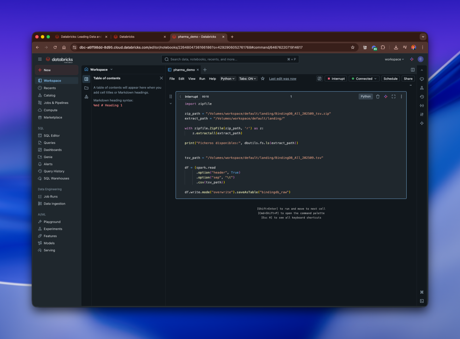 Databricks Workflow – From cleaned data to AI readiness