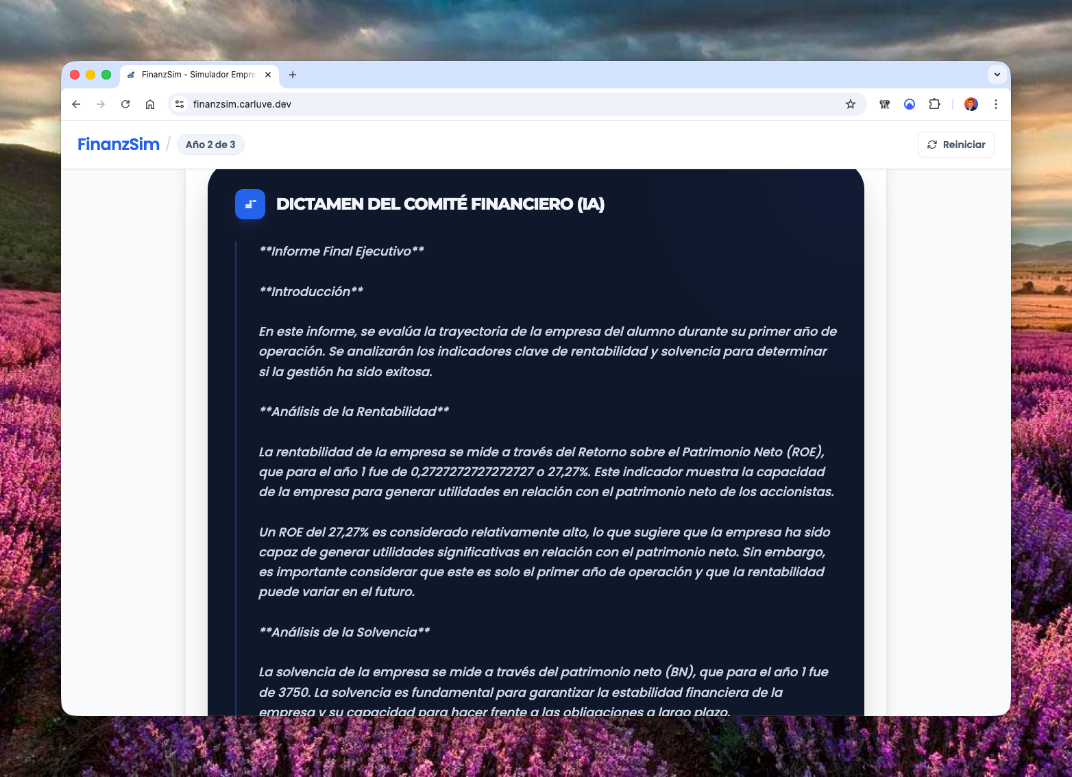 Análisis financiero en tiempo real