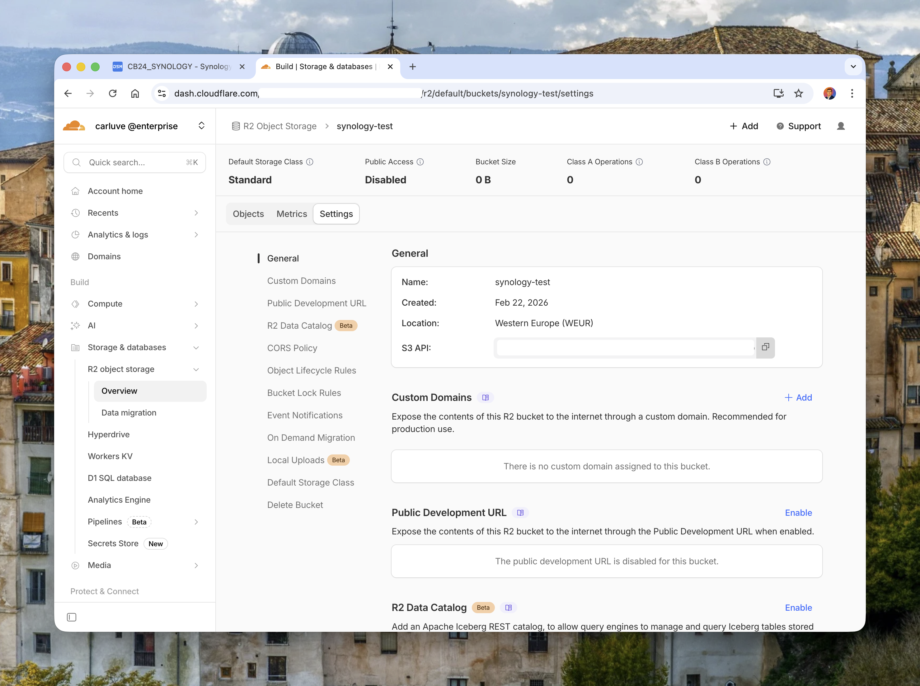 Cloudflare R2 bucket settings