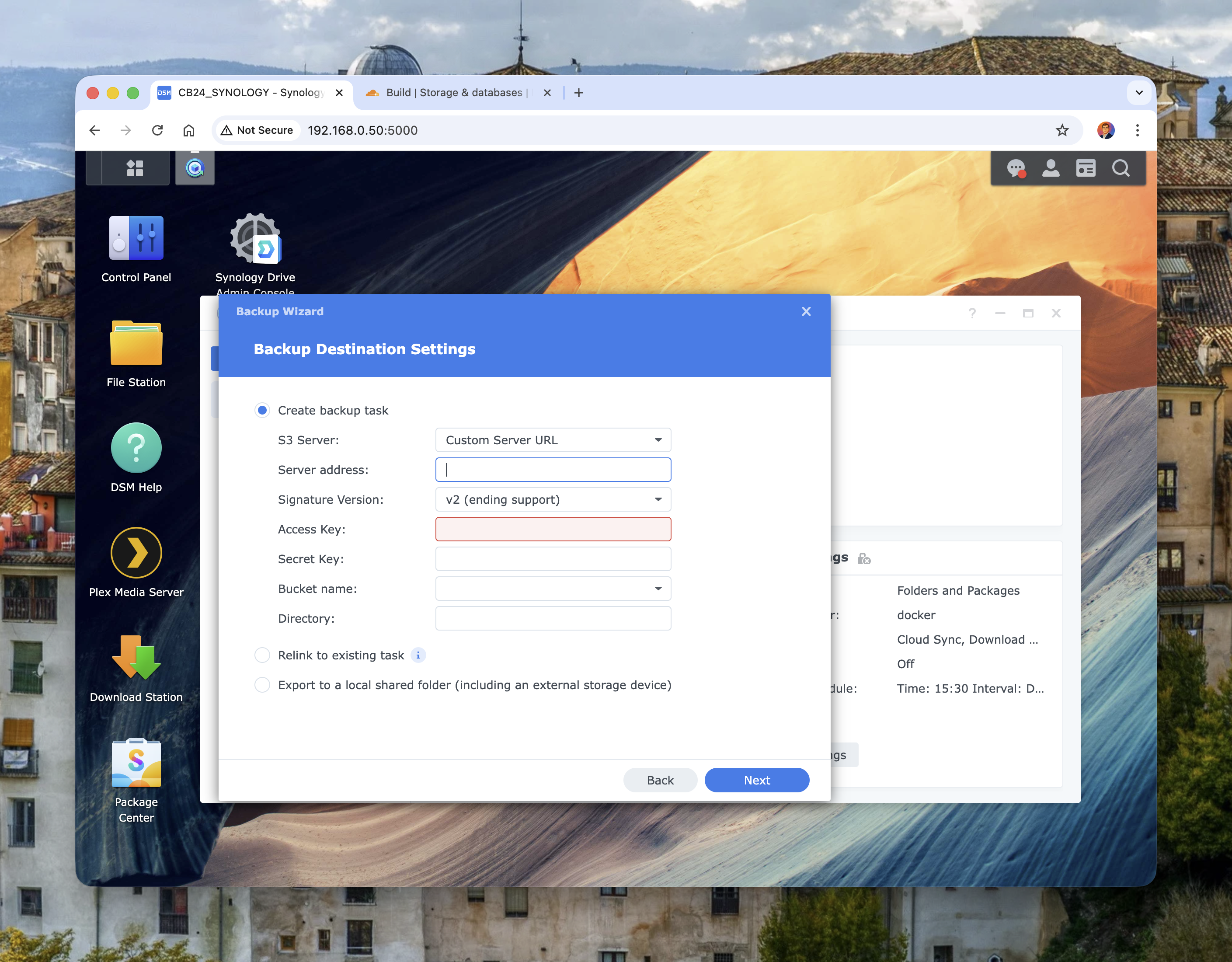 Hyper Backup S3 destination form